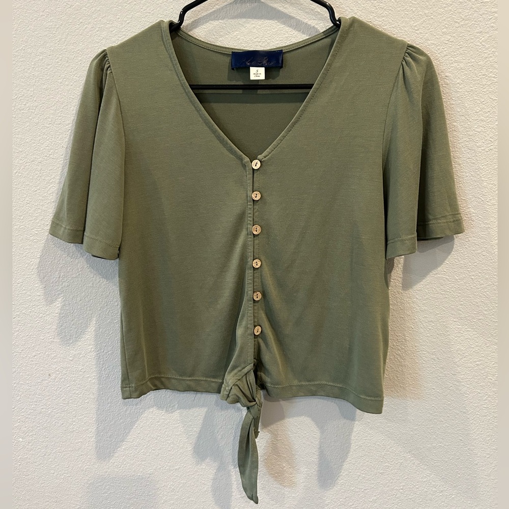 Francesca’s Green Button Down Blouse
